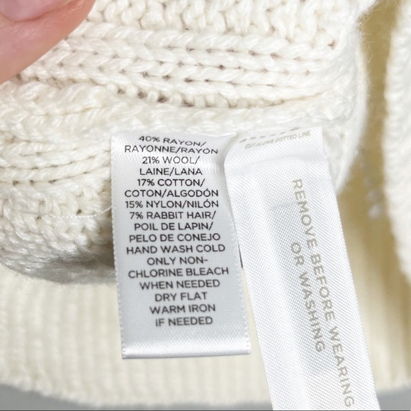 LOFT Open Knit Rabbit Hair Wool Sweater Sz XS - Picture 4 of 4